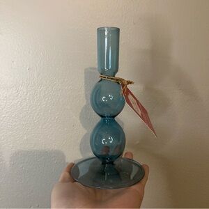 4/$10 - NEW Blue Glass Bubble Taper Candle Holder